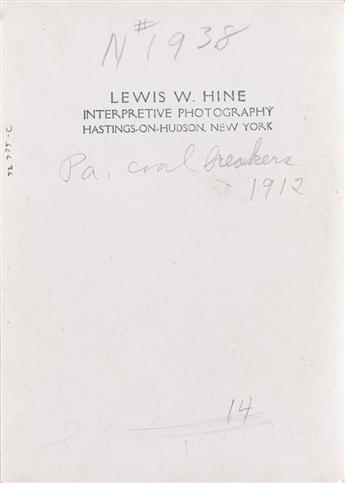 LEWIS W. HINE (1874-1940) Pennsylvania coal breakers [Breaker Boys].